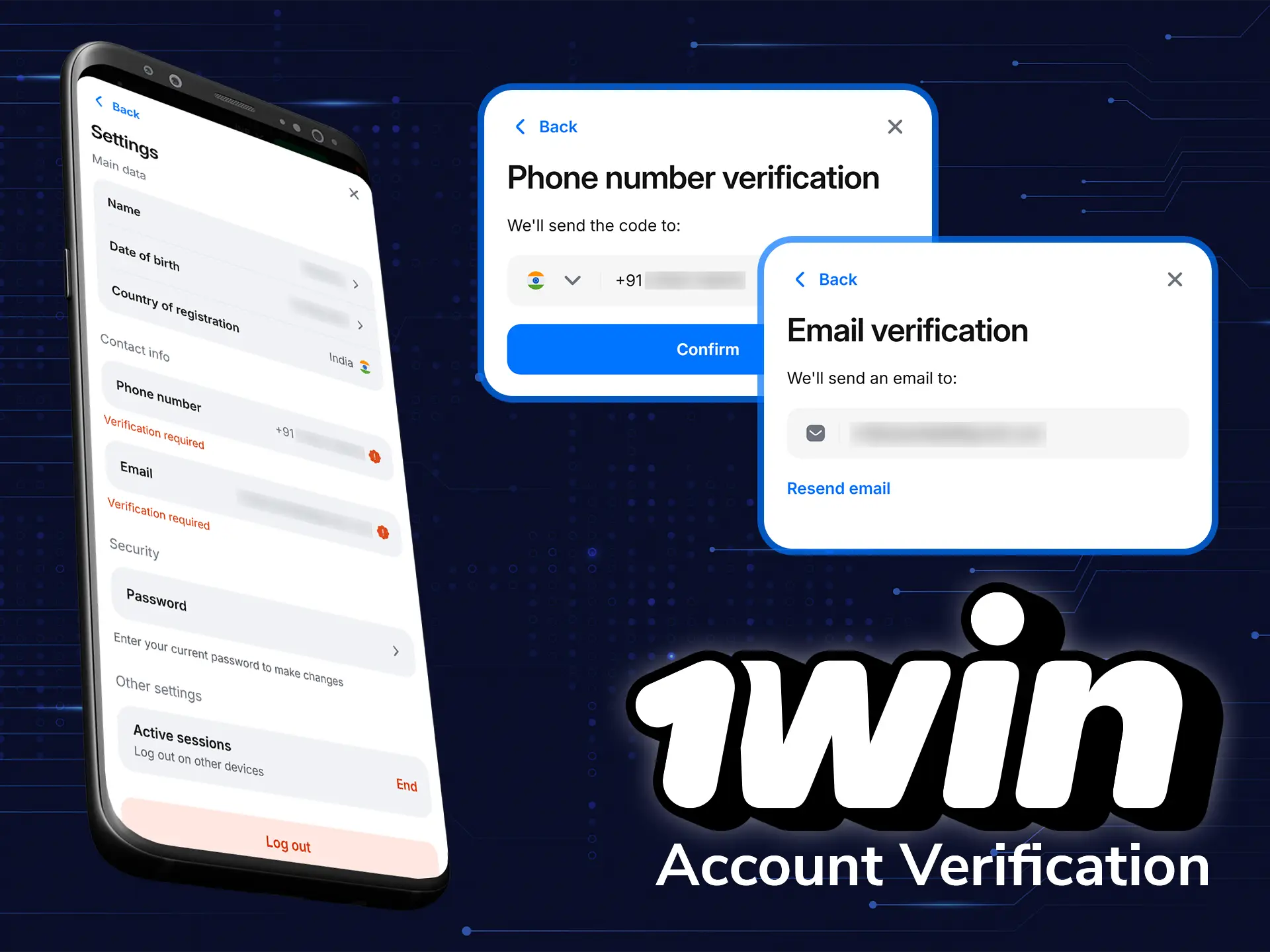 You should verify your account to withdraw money from 1win.
