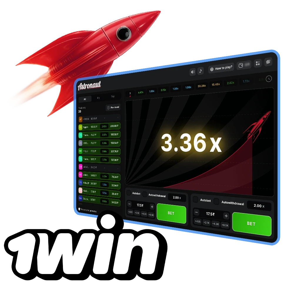 Win with the Astronaut crash game on 1win.